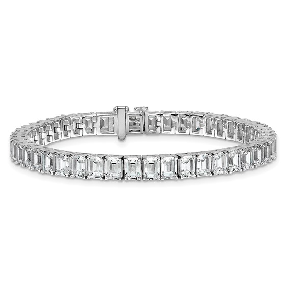 14K White Gold Certified ctw VS/SI FGH Lab Grown Emerald Diamond Tennis Bra