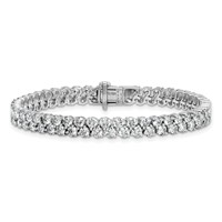 14K White Gold 10.50 Carat Lab Grown Diamond VS SI+ G+ Complete Round Double Row Tennis Bracelet view 3