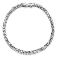 14K White Gold 10.50 Carat Lab Grown Diamond VS SI+ G+ Complete Round Double Row Tennis Bracelet view 4