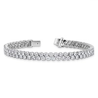 14K White Gold 10.50 Carat Lab Grown Diamond VS SI+ G+ Complete Round Double Row Tennis Bracelet view 5