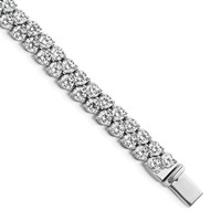 14K White Gold 10.50 Carat Lab Grown Diamond VS SI+ G+ Complete Round Double Row Tennis Bracelet view 1