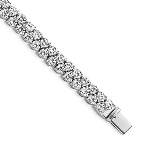14K White Gold 10.50 Carat Lab Grown Diamond VS+ F+ Complete Round Double Row Tennis Bracelet