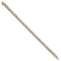 14K Yellow Gold 10.50 Carat Lab Grown Diamond VS SI+ G+ Complete Round Double Row Tennis Bracelet view 2