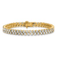 14K Yellow Gold 10.50 Carat Lab Grown Diamond VS SI+ G+ Complete Round Double Row Tennis Bracelet view 3