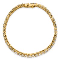 14K Yellow Gold 10.50 Carat Lab Grown Diamond VS SI+ G+ Complete Round Double Row Tennis Bracelet view 4