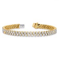 14K Yellow Gold 10.50 Carat Lab Grown Diamond VS SI+ G+ Complete Round Double Row Tennis Bracelet view 5