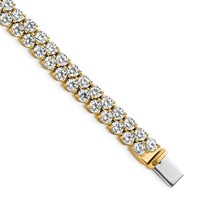 14K Yellow Gold 10.50 Carat Lab Grown Diamond VS SI+ G+ Complete Round Double Row Tennis Bracelet view 1