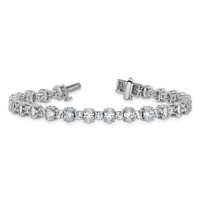 14K White Gold 11 Carat Lab Grown Diamond VS+ F+ Complete Oval and Round Tennis Bracelet view 5
