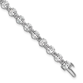 14k White Gold Certified Lab Grown Dia VS/SI+ G+ Round Oval Tennis Bracelet