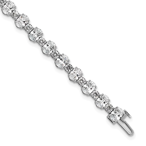 14k White Gold Certified Lab Grown Dia VS+ F+  Round Oval Tennis Bracelet