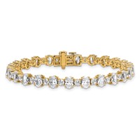 14K Yellow Gold 11 Carat Lab Grown Diamond VS SI+ G+ Complete Oval and Round Tennis Bracelet view 3