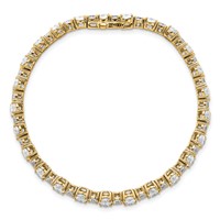 14K Yellow Gold 11 Carat Lab Grown Diamond VS SI+ G+ Complete Oval and Round Tennis Bracelet view 4