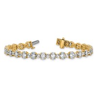 14K Yellow Gold 11 Carat Lab Grown Diamond VS SI+ G+ Complete Oval and Round Tennis Bracelet view 5