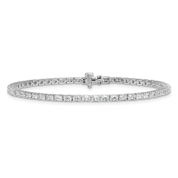 14K White Gold Certified VS DEF Lab Grown Oval Diamond Tennis Bracelet