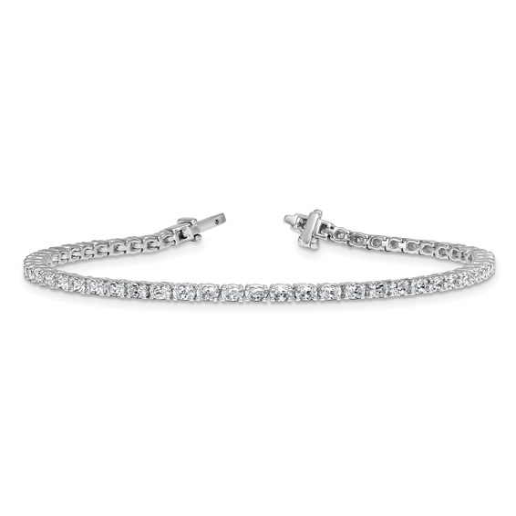 14K White Gold Certified VS DEF Lab Grown Oval Diamond Tennis Bracelet