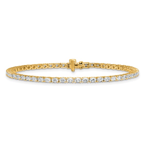 14K Yellow Gold Certified VS DEF Lab Grown Oval Diamond Tennis Bracelet
