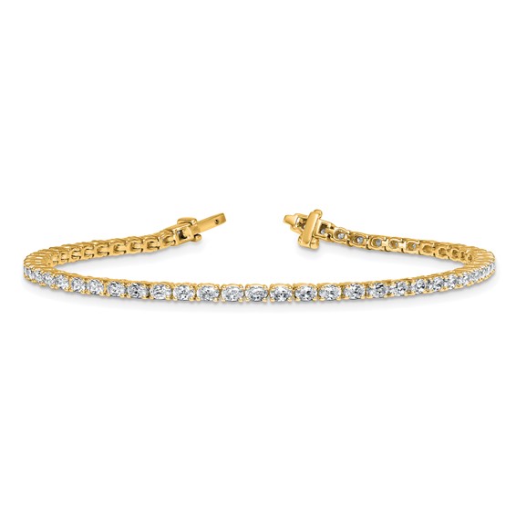 14K Yellow Gold Certified VS DEF Lab Grown Oval Diamond Tennis Bracelet