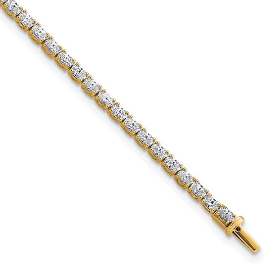 14K Yellow Gold Certified VS DEF Lab Grown Oval Diamond Tennis Bracelet