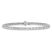 14K White Gold 5 Carat Lab Grown Diamond VS SI+ G+ Complete Oval Tennis Bracelet view 3