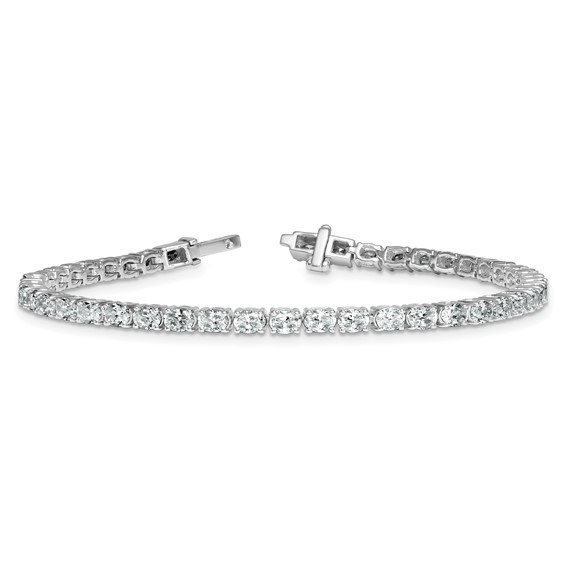 14K White Gold Certified VS DEF Lab Grown Oval Diamond Tennis Bracelet