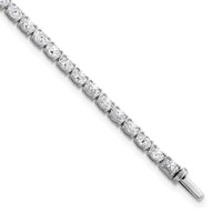 14K White Gold 5 Carat Lab Grown Diamond VS SI+ G+ Complete Oval Tennis Bracelet view 1