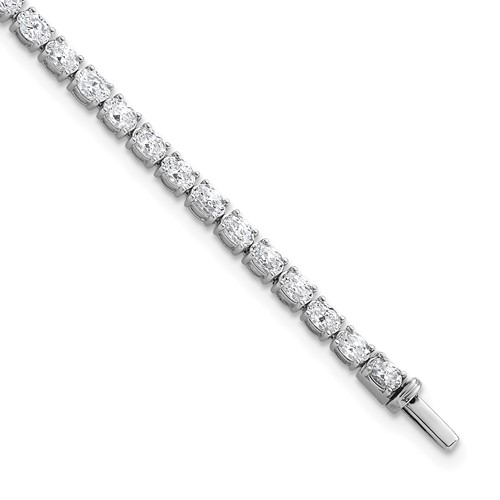 14K White Gold 5 Carat Lab Grown Diamond VS SI+ G+ Complete Oval Tennis Bracelet