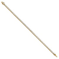 14K Yellow Gold 5 Carat Lab Grown Diamond VS+ F+ Complete Oval Tennis Bracelet view 2