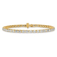 14K Yellow Gold 5 Carat Lab Grown Diamond VS+ F+ Complete Oval Tennis Bracelet view 3