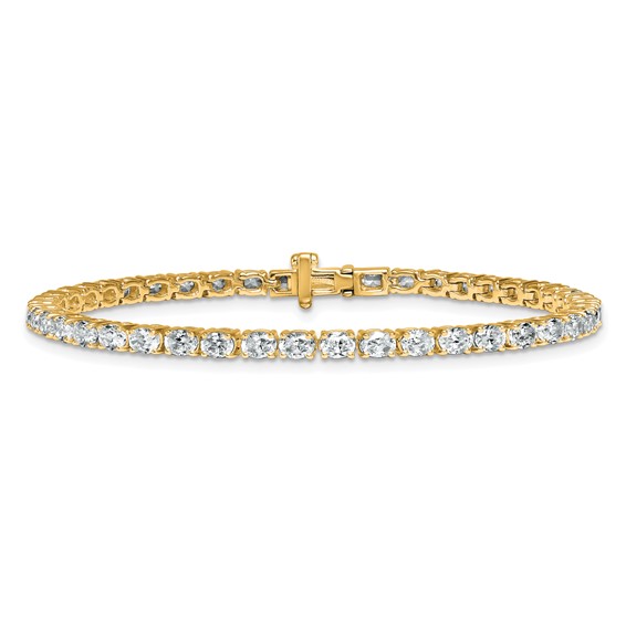 14K Yellow Gold Certified VS/SI FGH Lab Grown Oval Diamond Tennis Bracelet