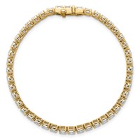 14K Yellow Gold 5 Carat Lab Grown Diamond VS+ F+ Complete Oval Tennis Bracelet view 4