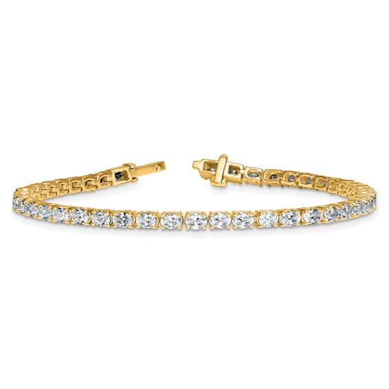 14K Yellow Gold Certified VS/SI FGH Lab Grown Oval Diamond Tennis Bracelet