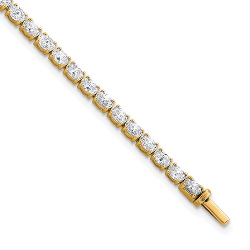 14K Yellow Gold 5 Carat Lab Grown Diamond VS SI+ G+ Complete Oval Tennis Bracelet