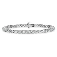 14K White Gold 7 Carat Lab Grown Diamond VS SI+ G+ Complete Oval Tennis Bracelet view 3