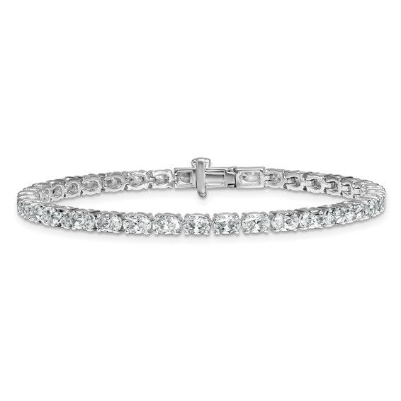 14K White Gold Certified VS DEF Lab Grown Oval Diamond Tennis Bracelet
