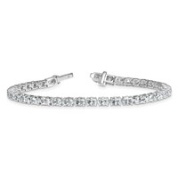 14K White Gold 7 Carat Lab Grown Diamond VS SI+ G+ Complete Oval Tennis Bracelet view 5
