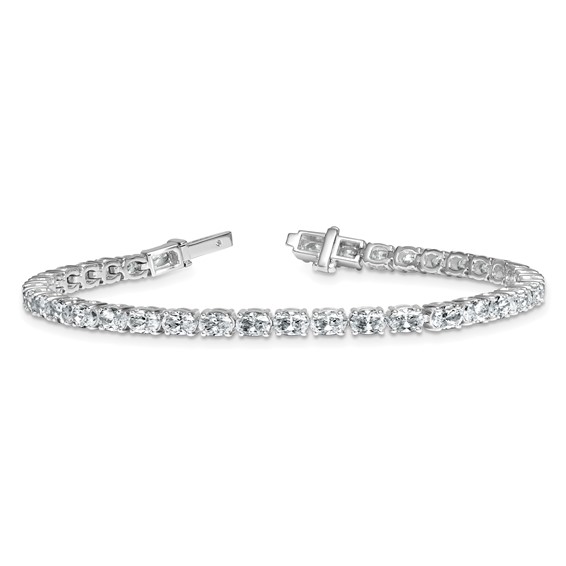 14K White Gold Certified VS DEF Lab Grown Oval Diamond Tennis Bracelet