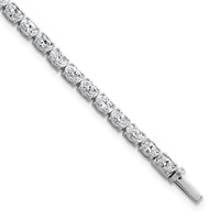 14K White Gold 7 Carat Lab Grown Diamond VS SI+ G+ Complete Oval Tennis Bracelet view 1