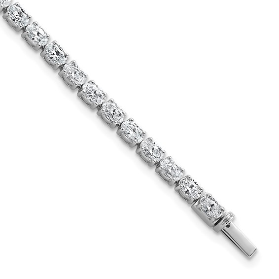 14K White Gold Certified VS DEF Lab Grown Oval Diamond Tennis Bracelet