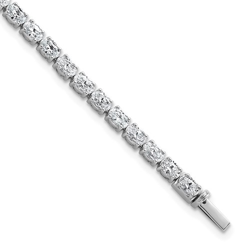14K White Gold 7 Carat Lab Grown Diamond VS+ F+ Complete Oval Tennis Bracelet