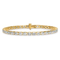 14K Yellow Gold 7 Carat Lab Grown Diamond VS+ F+ Complete Oval Tennis Bracelet view 3