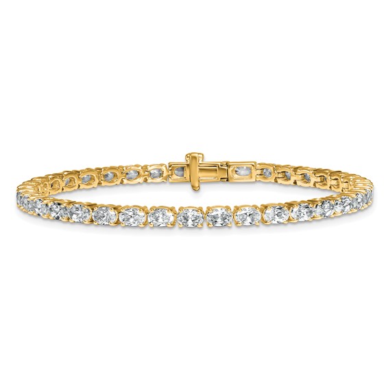 14K Yellow Gold Certified VS DEF Lab Grown Oval Diamond Tennis Bracelet