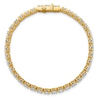 14K Yellow Gold 7 Carat Lab Grown Diamond VS+ F+ Complete Oval Tennis Bracelet view 4