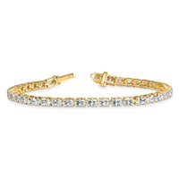 14K Yellow Gold 7 Carat Lab Grown Diamond VS+ F+ Complete Oval Tennis Bracelet view 5