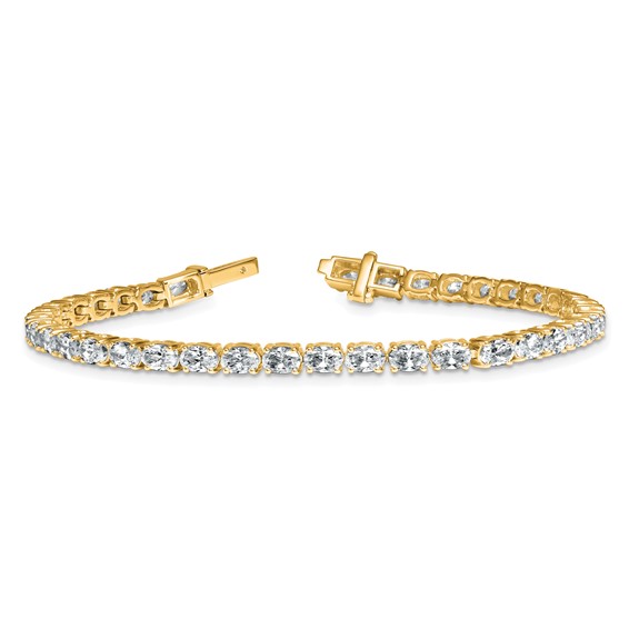 14K Yellow Gold Certified VS DEF Lab Grown Oval Diamond Tennis Bracelet