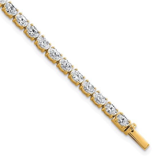 14K Yellow Gold Certified VS DEF Lab Grown Oval Diamond Tennis Bracelet