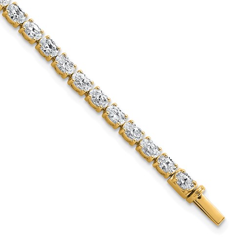 14K Yellow Gold 7 Carat Lab Grown Diamond VS+ F+ Complete Oval Tennis Bracelet