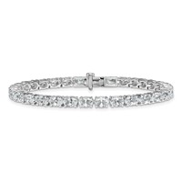 14K White Gold 9.88 Carat Lab Grown Diamond VS+ F+ Complete Oval Tennis Bracelet view 3