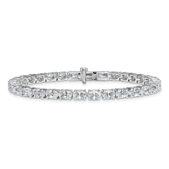 14K White Gold Certified VS DEF Lab Grown Oval Diamond Tennis Bracelet