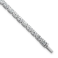 14K White Gold 9.88 Carat Lab Grown Diamond VS+ F+ Complete Oval Tennis Bracelet view 1