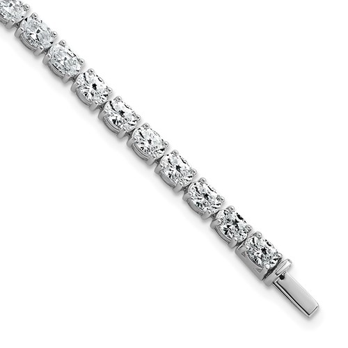 14K White Gold 9.88 Carat Lab Grown Diamond VS SI+ G+ Complete Oval Tennis Bracelet